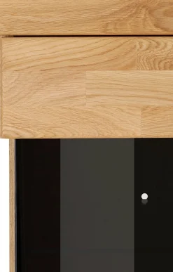 OTTO home Highboard »Ribe,125cm breit,115cm hoch, Fronten Massivholz,5Türen,3 Schubladen« Holz massiv, Holzwerkstoff, Metall Griffe,10Fächer, Böden versetzbar