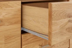 OTTO home Highboard »Ribe,125cm breit,115cm hoch, Fronten Massivholz,5Türen,3 Schubladen« Holz massiv, Holzwerkstoff, Metall Griffe,10Fächer, Böden versetzbar