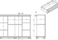 OTTO home Highboard »Royal, eleganter Schrank, Hochkommode, Stauraumelement im Landhausstil« dekorative Rahmenoptik, Metallgriffe, viel Stauraum, 158 cm breit