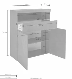 OTTO home Highboard »Schrank, Hochschrank, Hochkommode« mit 2 Türen und 1 Schubkasten, Breite 100 cm, ohne Beleuchtung