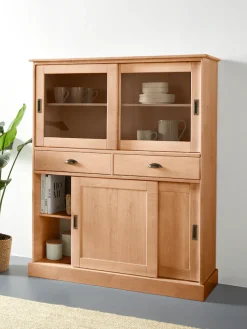 OTTO home Highboard »Schröder« Vitrine aus massivem Kiefernholz, Breite 114 cm