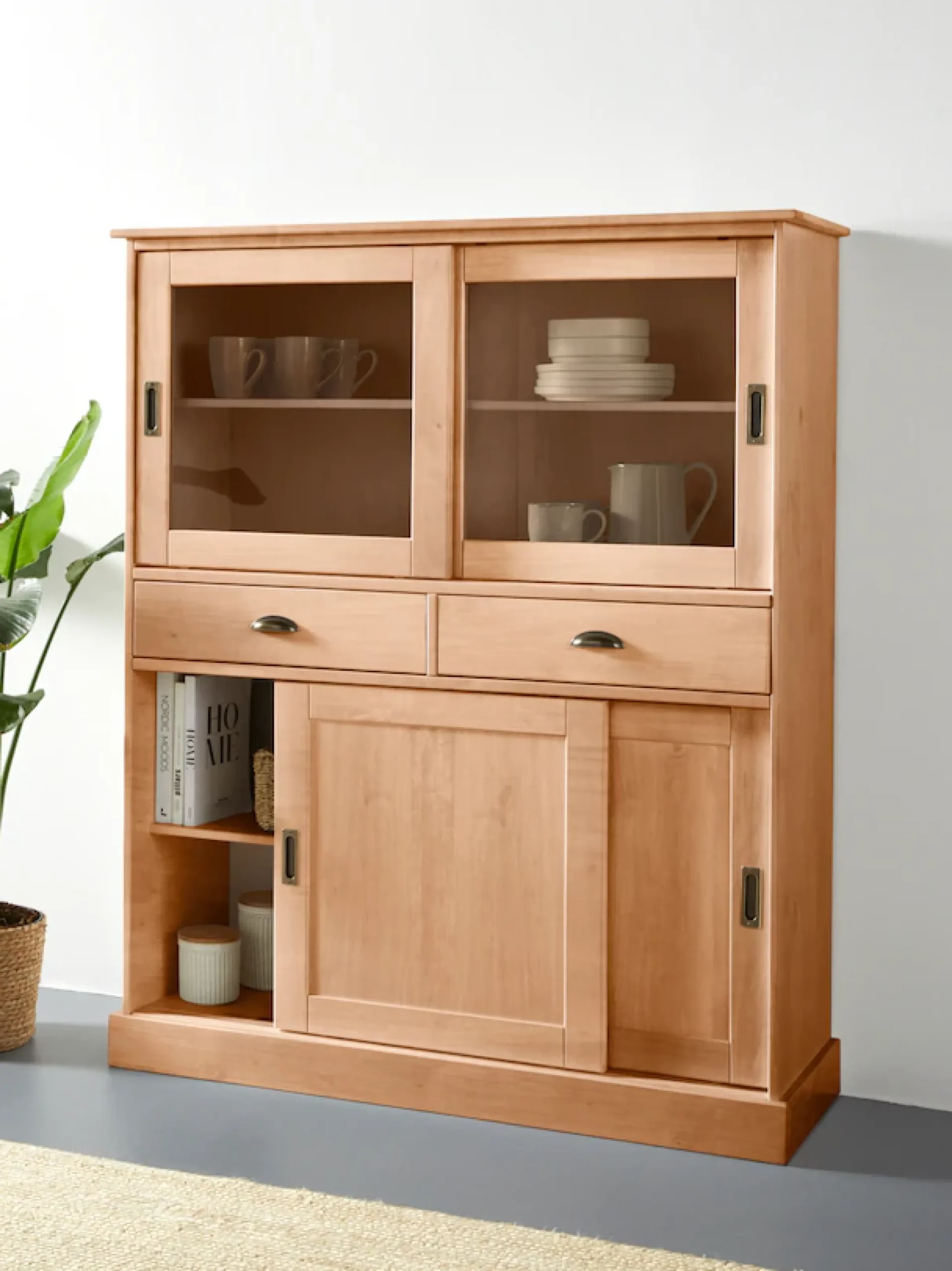 OTTO home Highboard »Schröder« Vitrine aus massivem Kiefernholz, Breite 114 cm