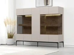 OTTO home Highboard »Sky45 Kommode mit Glastüren, Höhe 142 cm« Vitrine, Lackiert mit wasserbasiertem UV-Lack