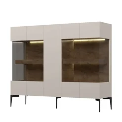 OTTO home Highboard »Sky45 Kommode mit Glastüren, Höhe 142 cm« Vitrine, Lackiert mit wasserbasiertem UV-Lack