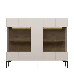 OTTO home Highboard »Sky45 Kommode mit Glastüren, Höhe 142 cm« Vitrine, Lackiert mit wasserbasiertem UV-Lack