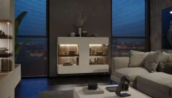 OTTO home Highboard »Sky45 Kommode mit Glastüren, Höhe 142 cm« Vitrine, Lackiert mit wasserbasiertem UV-Lack