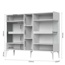 OTTO home Highboard »Sky45 Kommode mit Glastüren, Höhe 142 cm« Vitrine, Lackiert mit wasserbasiertem UV-Lack