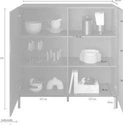 OTTO home Highboard »Snake, Kommode, Anrichte, Stauraummöbel, Höhe 123 cm, Breite 121 cm« moderne Wohnmöbel, 2 Türen, viel Stauraum, stilvoll und funktional