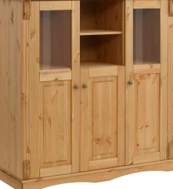 OTTO home Highboard »Teresa« Maße (B/T/H): 119/40/120 cm,Vitrine, Türen mit Glaseinsätzen, aus massiver Kiefer, FSC®
