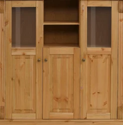 OTTO home Highboard »Teresa« Maße (B/T/H): 119/40/120 cm,Vitrine, Türen mit Glaseinsätzen, aus massiver Kiefer, FSC®