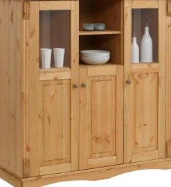 OTTO home Highboard »Teresa« Maße (B/T/H): 119/40/120 cm,Vitrine, Türen mit Glaseinsätzen, aus massiver Kiefer, FSC®