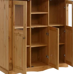 OTTO home Highboard »Teresa« Maße (B/T/H): 119/40/120 cm,Vitrine, Türen mit Glaseinsätzen, aus massiver Kiefer, FSC®