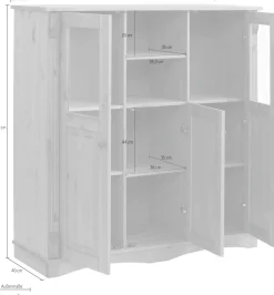 OTTO home Highboard »Teresa« Maße (B/T/H): 119/40/120 cm,Vitrine, Türen mit Glaseinsätzen, aus massiver Kiefer, FSC®