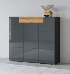 OTTO home Highboard »Toledo,Breite 147,5 cm,trendige Hochkommode mit 3 Türen 1SK« Hochschrank mit viel Stauraum, stylische Hochglanzfronten
