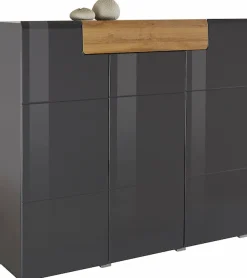 OTTO home Highboard »Toledo,Breite 147,5 cm,trendige Hochkommode mit 3 Türen 1SK« Hochschrank mit viel Stauraum, stylische Hochglanzfronten