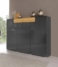 OTTO home Highboard »Toledo,Breite 147,5 cm,trendige Hochkommode mit 3 Türen 1SK« Hochschrank mit viel Stauraum, stylische Hochglanzfronten