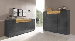 OTTO home Highboard »Toledo,Breite 147,5 cm,trendige Hochkommode mit 3 Türen 1SK« Hochschrank mit viel Stauraum, stylische Hochglanzfronten