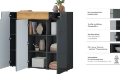 OTTO home Highboard »Toledo,Breite 147,5 cm,trendige Hochkommode mit 3 Türen 1SK« Hochschrank mit viel Stauraum, stylische Hochglanzfronten