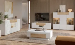 OTTO home Highboard »Toledo,Breite 147,5cm,trendige Hochkommode mit 3Türen und Schublade« Hochschrank mit Glas-Partien,stylische Hochglanzfronten