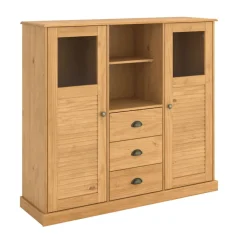OTTO home Highboard »Turia, mit Glas- und Lamellentüren« Vitrine/Midischrank/Kommode, aus massivem Kiefernholz, FSC®, B: 127 cm