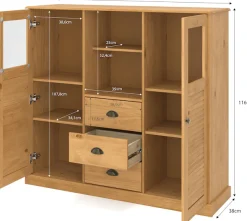 OTTO home Highboard »Turia, mit Glas- und Lamellentüren« Vitrine/Midischrank/Kommode, aus massivem Kiefernholz, FSC®, B: 127 cm