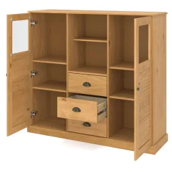 OTTO home Highboard »Turia, mit Glas- und Lamellentüren« Vitrine/Midischrank/Kommode, aus massivem Kiefernholz, FSC®, B: 127 cm