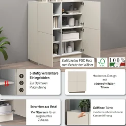 OTTO home Highboard »VELA, Höhe 120 cm, Design mit schrägen Türen, 8 Fächer, Made in Italy« 1 Stk. tlg. Made in Italy, Maße-B/T/H: 100x35x120,hohes Sideboard,Anrichte,Kommode