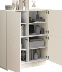 OTTO home Highboard »VELA, Höhe 120 cm, Design mit schrägen Türen, 8 Fächer, Made in Italy« 1 Stk. tlg. Made in Italy, Maße-B/T/H: 100x35x120,hohes Sideboard,Anrichte,Kommode