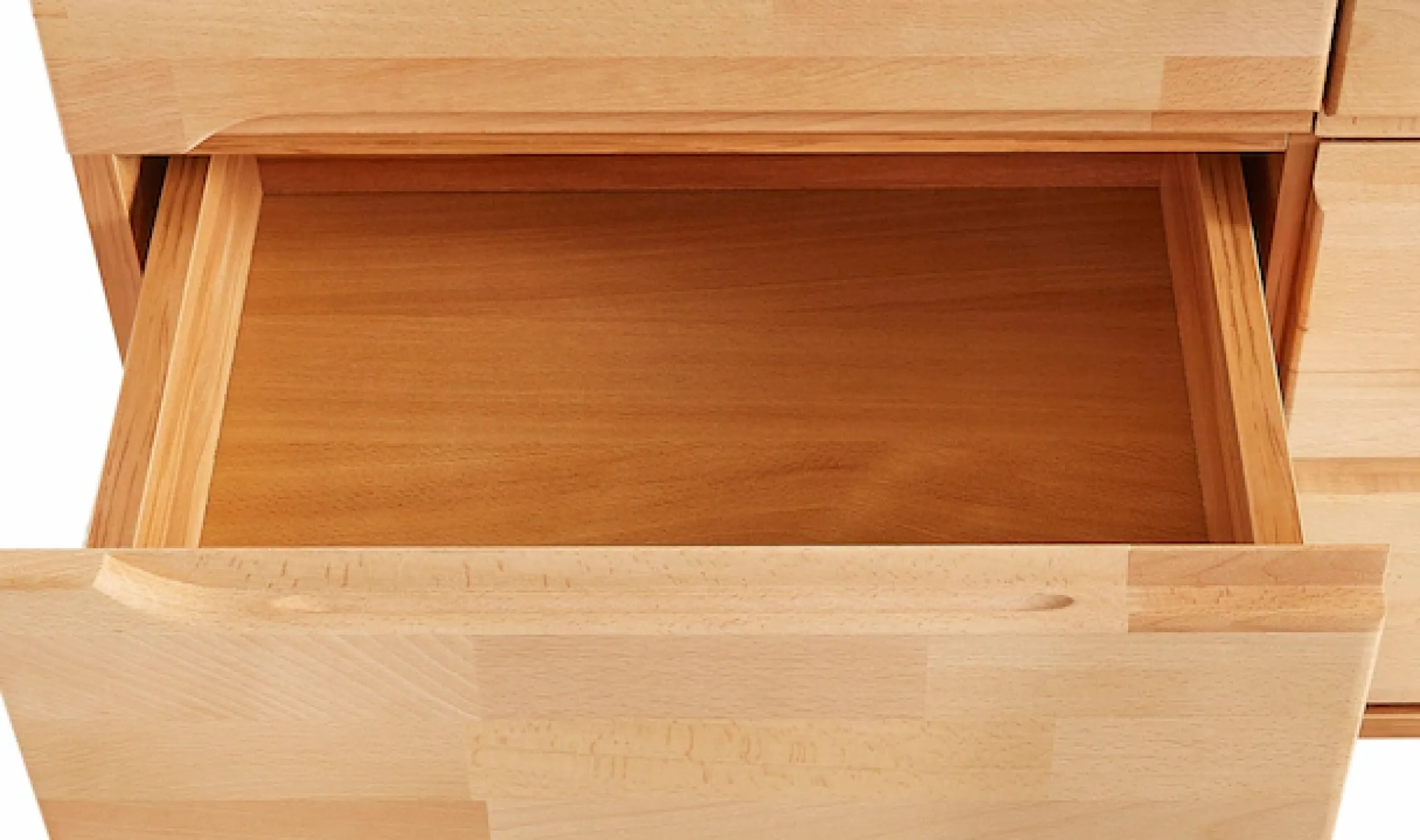 OTTO home Highboard »Vetro,150cm breit,40 cm tief,Fronten Massivholz,9 Fächer« Kernbuche massiv, Holzwerkstoff, 3Türen,6 Schubladen, Griffmulden
