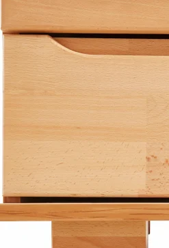 OTTO home Highboard »Vetro,150cm breit,40 cm tief,Fronten Massivholz,9 Fächer« Kernbuche massiv, Holzwerkstoff, 3Türen,6 Schubladen, Griffmulden