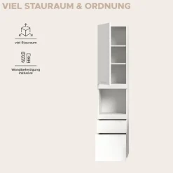 OTTO home Hängeschrank »MAOI, Höhe 166cm, 1 Tür, 2 Schubkästen, 1 offenes Fach« Badezimmerschrank, Schrank, Kommode, Midischrank, Bad, Badezimmer