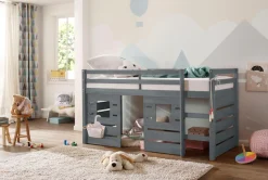 OTTO home Hochbett »Alpi« aus Kiefernholz, inklusive Leiter und Panel, Außenmaßenbreite 103 cm