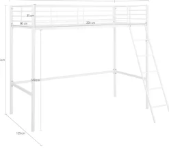 OTTO home Hochbett »Hayo,Zeitloses Metallbett, in mehreren Farben« Gesamtmaße (B/T/H) ca. 208/159/186 cm,inkl. Lattenrost, Absturzsicherung und Leiter aus Metall