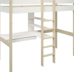 OTTO home Hochbett »Stockbett, Kinderbett, "ROBIN " FSC® zertifiziertes Massivholz« mit Schreibtisch und Regalen