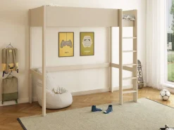 OTTO home Hochbett »TIPO, Kinderbett, Leiter links oder rechts montierbar« B/H/T 207,7x190x105cm,FSC® zertifiziertes Massivholz, Rundum-Absturzschutz