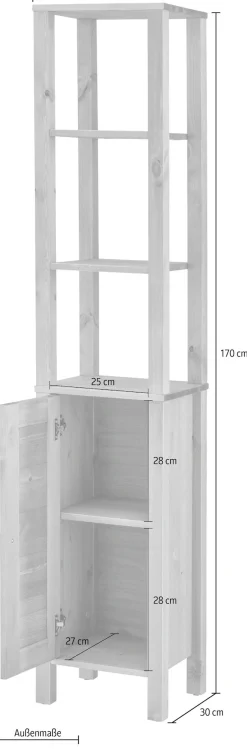 OTTO home Hochschrank »Ayanna« Badschrank aus Massivholz, FSC®,Breite 33 cm, Höhe 170 cm