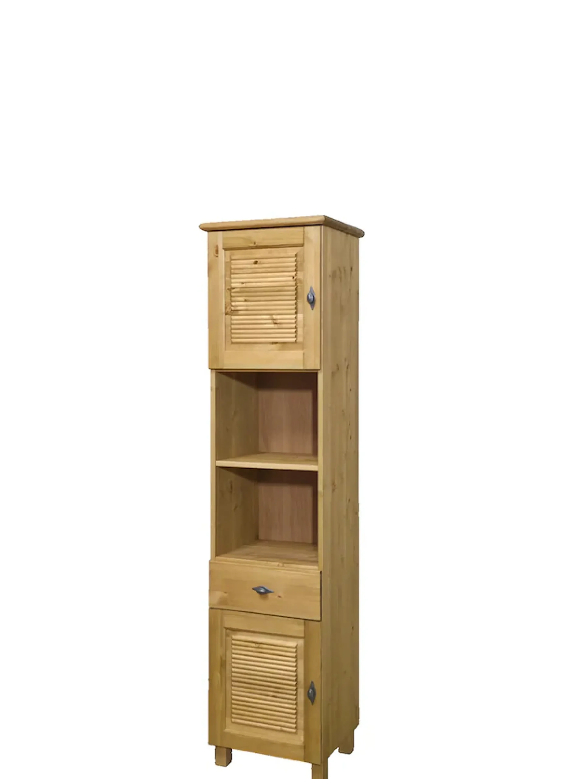 OTTO home Hochschrank »Rauna« aus massiver Kiefer, Breite 44 cm, Rillenoptik, made in EU