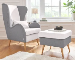 OTTO home Hocker »Salla« 2-farbig,Bouclé oder Struktur fein, passend zum Sessel