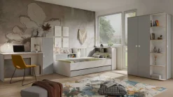 OTTO home Jugendbett »ELLEETE Stauraumbett 90x200 cm, Maße B/T/H: 231,5/125,5/88,5 cm« Bett ohne Matratze mit 2 Schubladen, 2 Türen und 6 Fächer