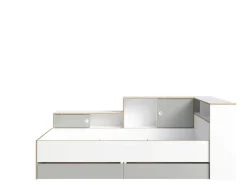 OTTO home Jugendbett »ELLEETE Stauraumbett 90x200 cm, Maße B/T/H: 231,5/125,5/88,5 cm« Bett ohne Matratze mit 2 Schubladen, 2 Türen und 6 Fächer