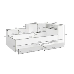 OTTO home Jugendbett »ELLEETE Stauraumbett 90x200 cm, Maße B/T/H: 231,5/125,5/88,5 cm« Bett ohne Matratze mit 2 Schubladen, 2 Türen und 6 Fächer