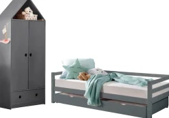 OTTO home Jugendzimmer-Set »Alpi« Spar-Set, 2 Stk. tlg. Daybed mit 2. Liegefläche + Kleiderschrank in Hausoptik, platzsparend