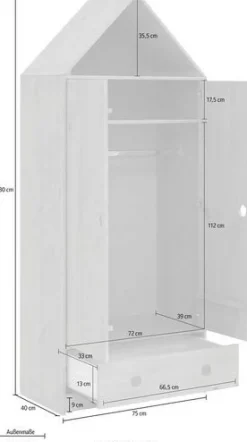 OTTO home Jugendzimmer-Set »Alpi« Spar-Set, 3 Stk. tlg. Hochbett, Schreibtisch und Kleiderschrank in Hausoptik, platzsparend