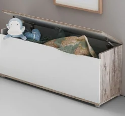 OTTO home Jugendzimmer-Set »Kinderzimmer-Set »Riekke« 4-teilig« Spar-Set, Bodenbett, Kleiderschrank 3 Türen, Standregal, Truhe, 4 Stk. tlg. Farblich abgestimmte Möbelserie