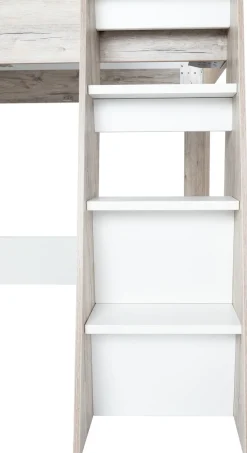 OTTO home Jugendzimmer-Set »Set »Riekke«, viel Stauraum« Spar-Set, Kleiderschrank 3 türig, Hochbett, Standregal, Schreibtisch, 4 Stk. tlg. Hochbett, Etagenbett, Ablagefach unter dem Bett, Blauer Engel,