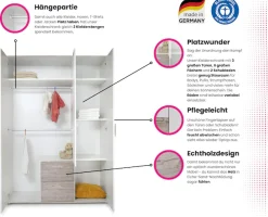 OTTO home Jugendzimmer-Set »Set »Riekke«, viel Stauraum« Spar-Set, Kleiderschrank 3 türig, Hochbett, Standregal, Schreibtisch, 4 Stk. tlg. Hochbett, Etagenbett, Ablagefach unter dem Bett, Blauer Engel,