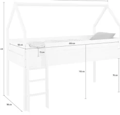 OTTO home Kinderbett »Alpi« aus Kiefernholz, in einer Haus-Optik Form, Liegefläche 90x200 cm