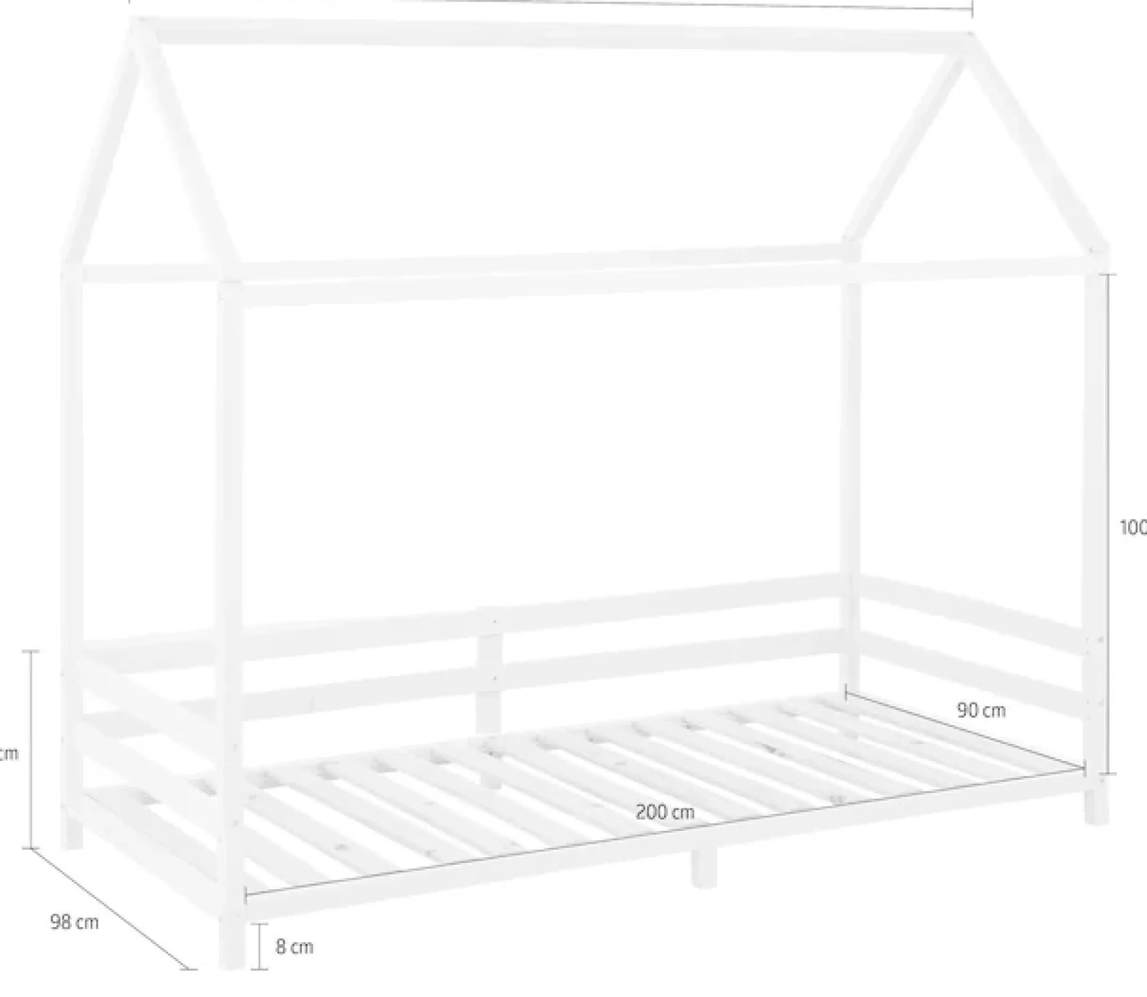 OTTO home Kinderbett »Ellen« Hausbett mit Reling aus Kiefernholz, zwei Farbvarianten, Breite 208 cm