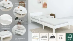 OTTO home Kinderbett »Hero, Massivholzbett, ausziehbar von 140 bis 200 cm, FSC®« 90cm Breite, 140-200cm Liegefläche,massive Kiefer, mit Lattenrost, zeitlose Optik,Rausfallschutz