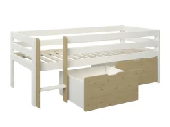 OTTO home Kinderbett »Tide, maximaler Stauraum durch Schubkästen, Massivholz« Kinderbett inklusive Lattenrost und 2 Bettkästen, 4 tlg. Hochbett mit Rausfallschutz, Made in EU